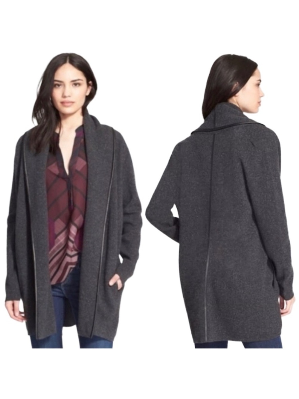 Vince Wool Cashmere Gray Shawl Collar Cardigan XS